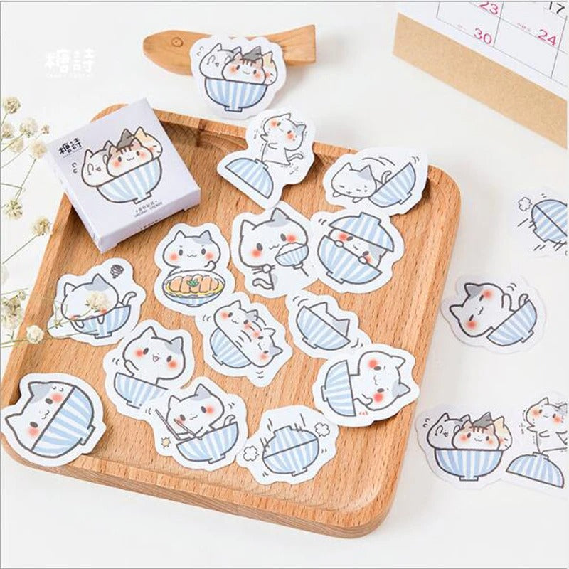 Cat Bowl Sticker Set
