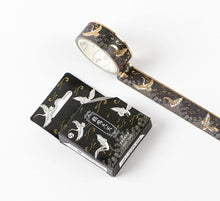 Load image into Gallery viewer, Asian Style Oriental Chinese Japanese Korean Washi Black Tape with Cranes
