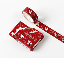 Load image into Gallery viewer, Asian Style Oriental Chinese Japanese Korean Washi Lucky Red Tape with Cranes
